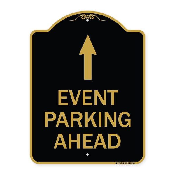 Signmission Designer Series Sign Parking Sign & Post Kit, Black & Gold Aluminum Sign, 18" x 24", BG-1824-23366 A-DES-BG-1824-23366 - main